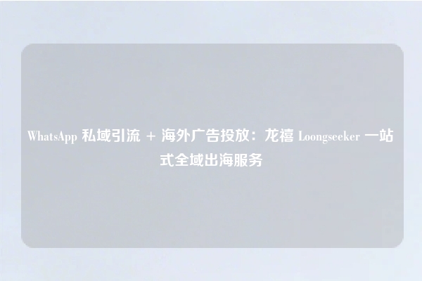 WhatsApp 私域引流 + 海外广告投放：龙禧 Loongseeker 一站式全域出海服务