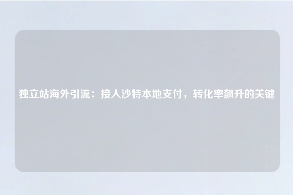 独立站海外引流:接入沙特本地支付,转化率飙升的关键
