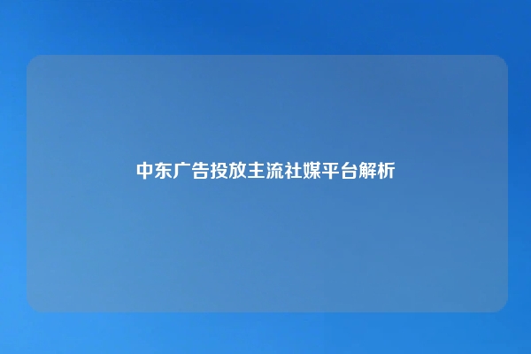 中东广告投放主流社媒平台解析