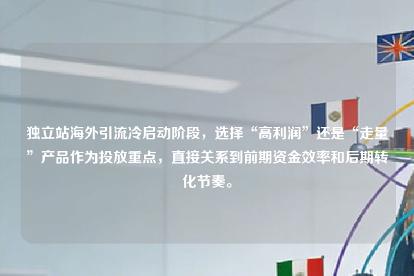 独立站海外引流冷启动阶段，选择“高利润”还是“走量”产品作为投放重点，直接关系到前期资金效率和后期转化节奏。