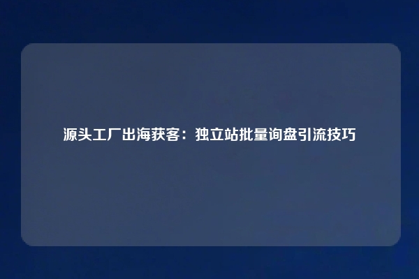 源头工厂出海获客:独立站批量询盘引流技巧
