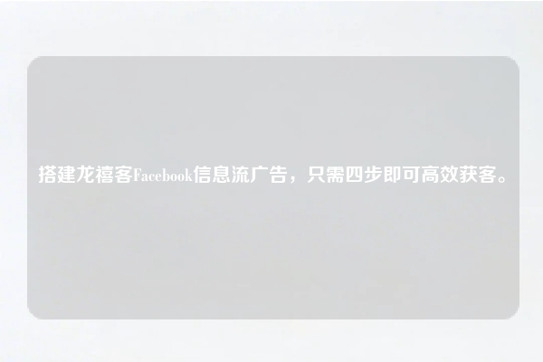 搭建龙禧客Facebook信息流广告，只需四步即可高效获客。